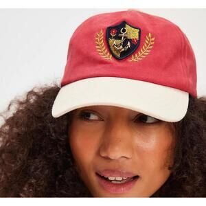 Free People Anchor Charmed Baseball Hat Red One Size NWT